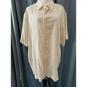 Ron Chereskin Linen Pale Yellow Button  Down  Short Sleeve Shirt NWT SzXXL